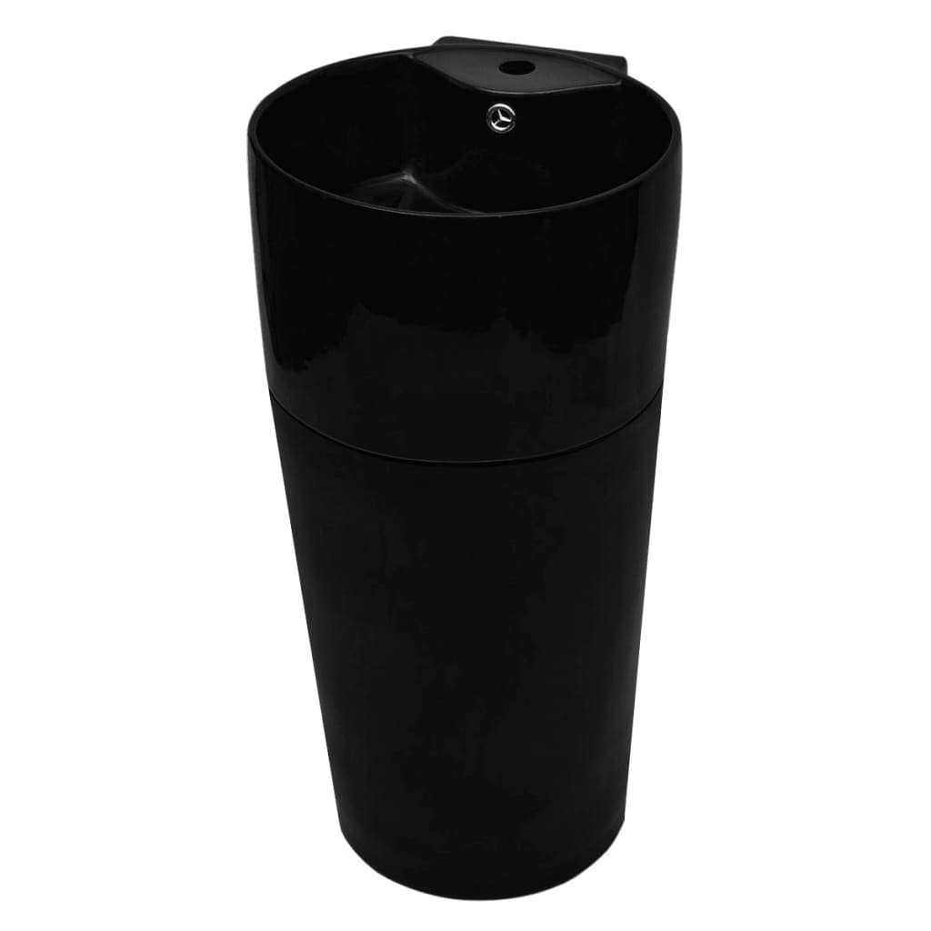 Image of vidaXL Bathroom Basin Ceramic Black 15.7"x16.3"x33.9"