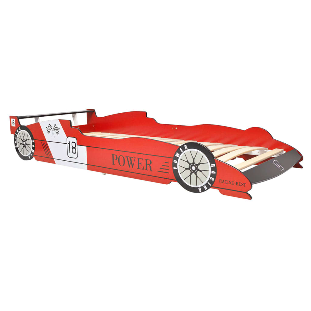 Dětská postel ve tvaru závodního auta 90x200 cm červená