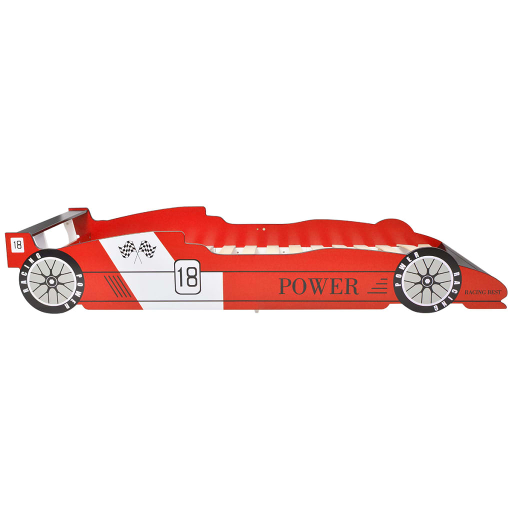 Dětská postel ve tvaru závodního auta 90x200 cm červená