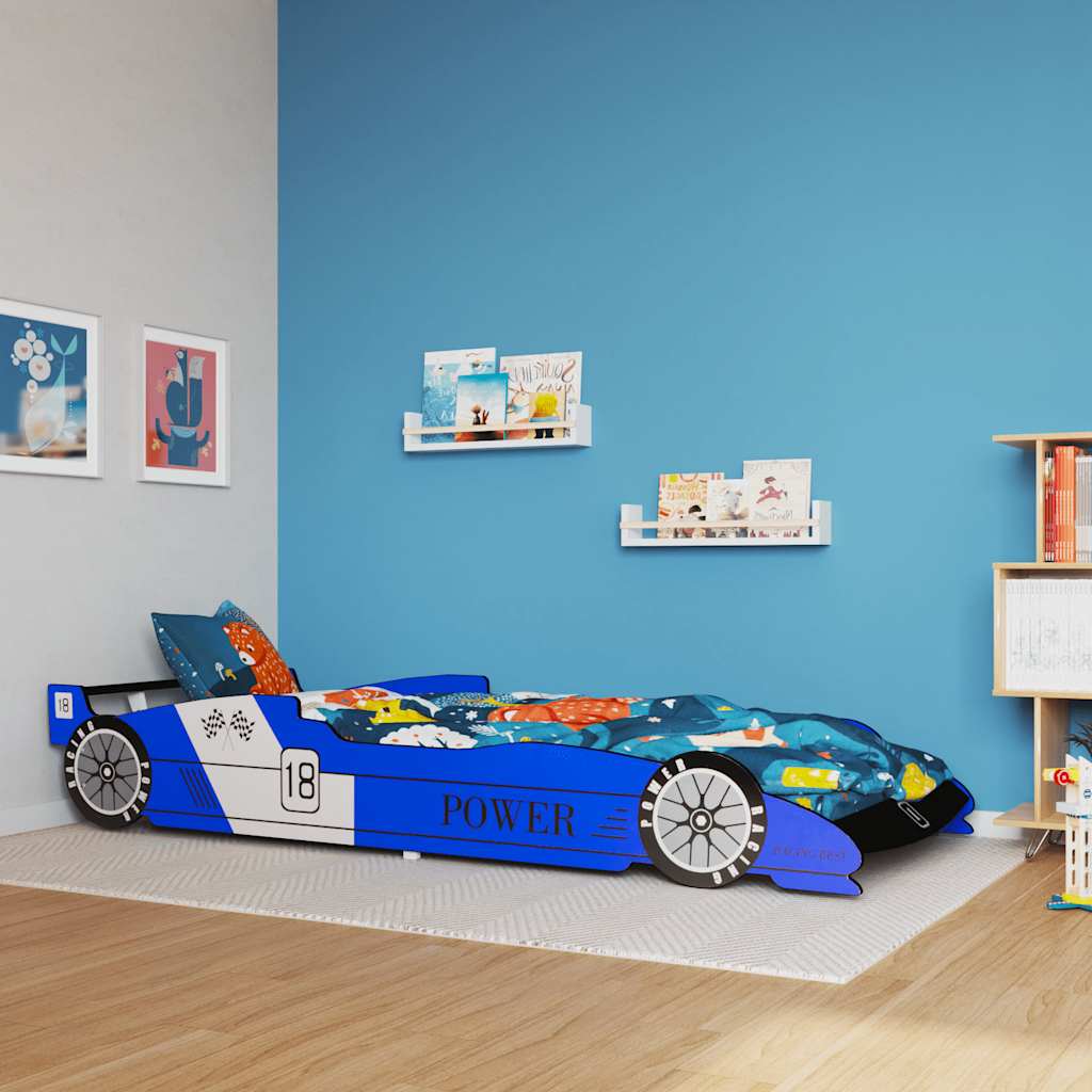 vidaXL Lit voiture de course pour enfants 90 x 200 cm Bleu 