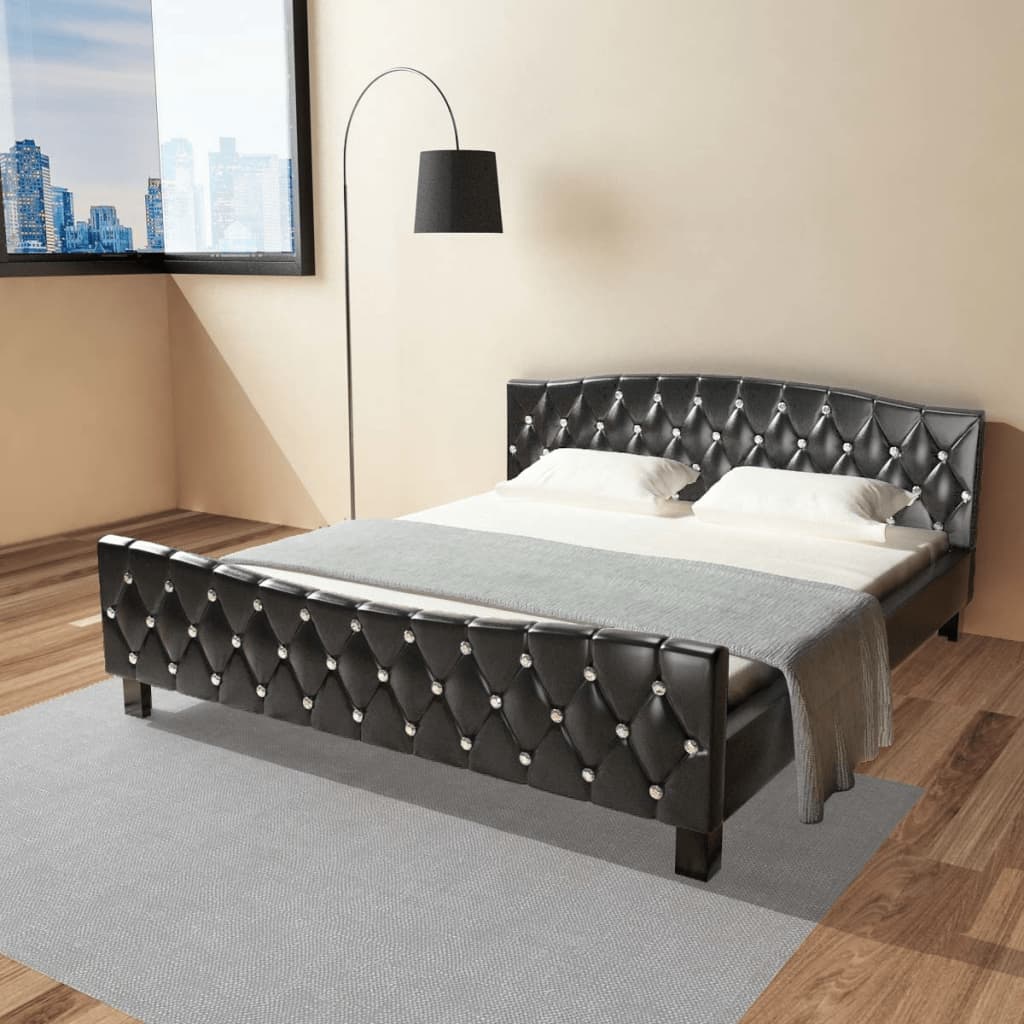 vidaXL Bed met traagschuim matras kunstleer zwart 180×200 cm