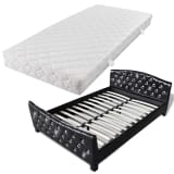 vidaXL Cama de casal + colchão, couro artificial 140x200 cm preto