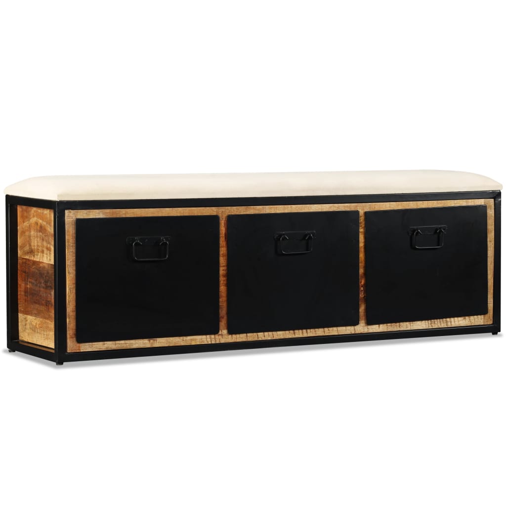 VidaXL Opslagbankje met 3 lades 120x30x40 cm massief mangohout online kopen