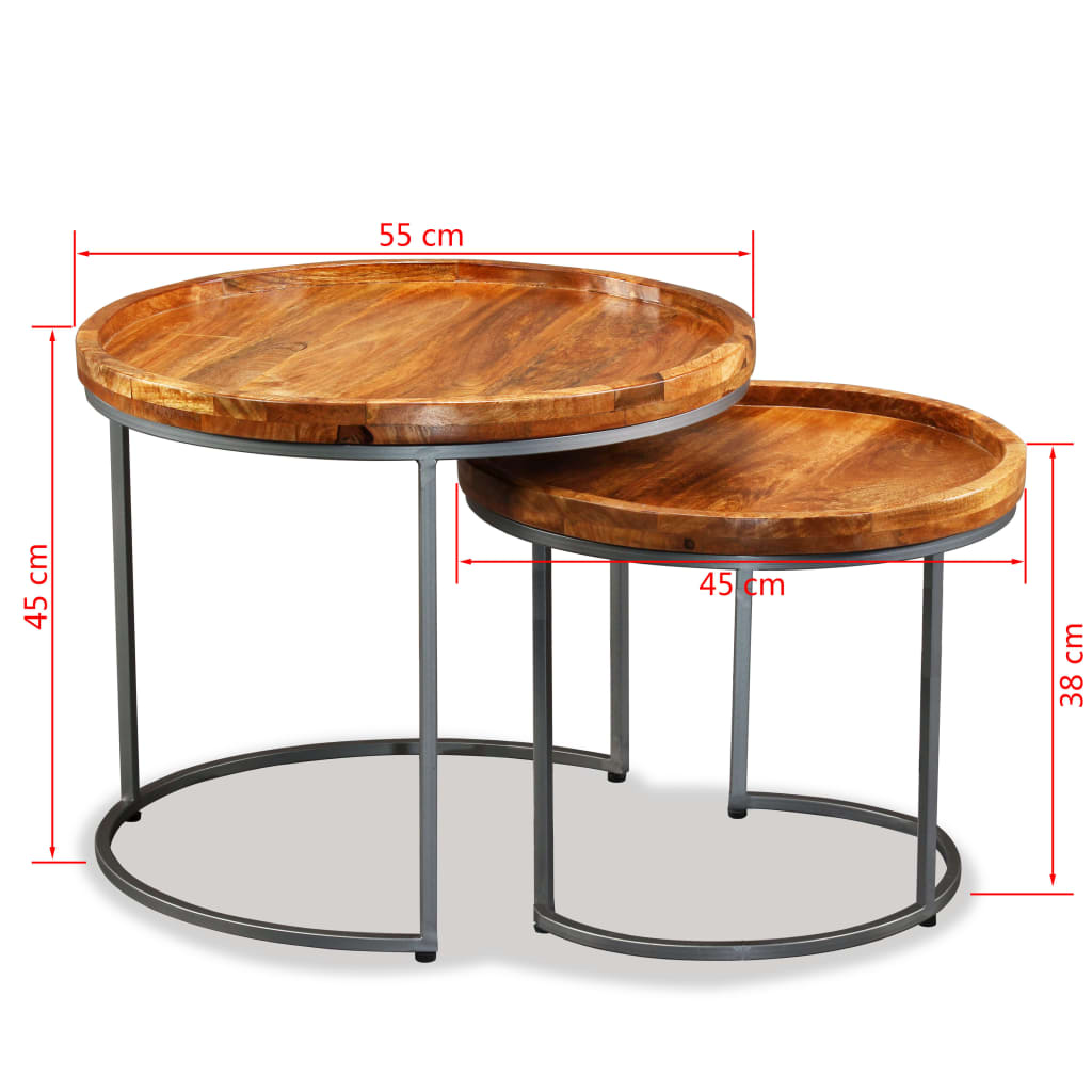 Side Table Set 2 Pieces Solid Mango Wood VidaXL 20 width=274
