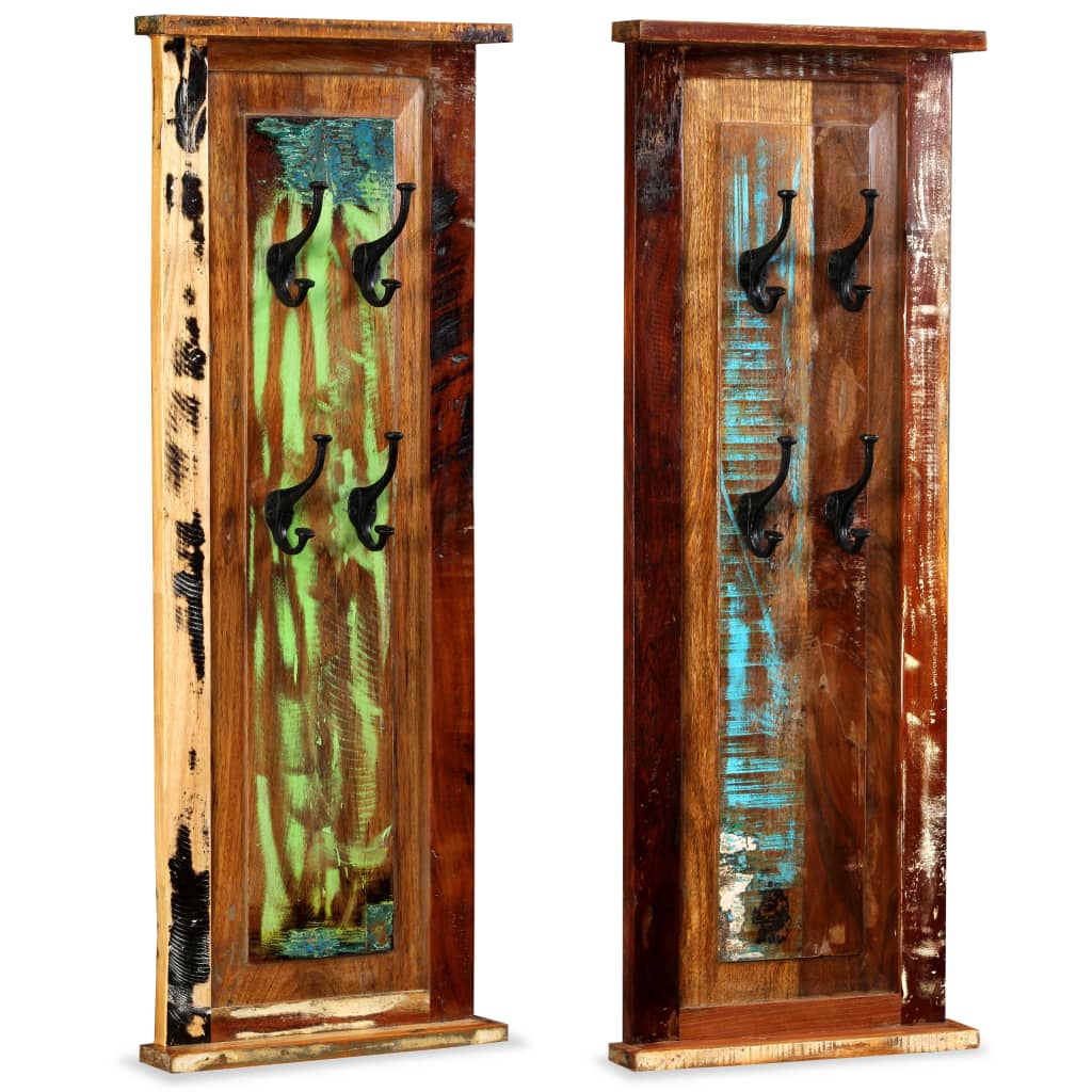 Wandgarderobe 2 Stk. Altholz Massiv 38×100 cm