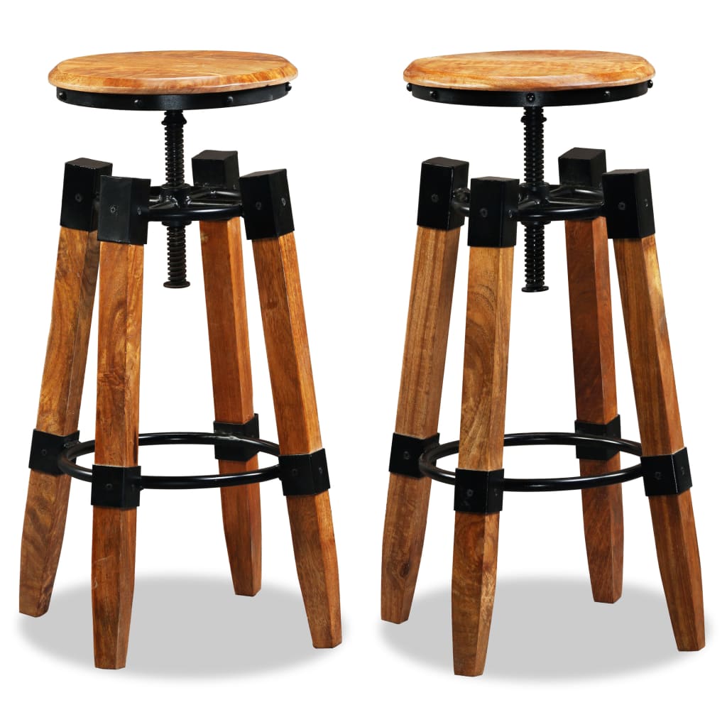 vidaXL Tabourets de bar 2 pcs Bois de manguier massif