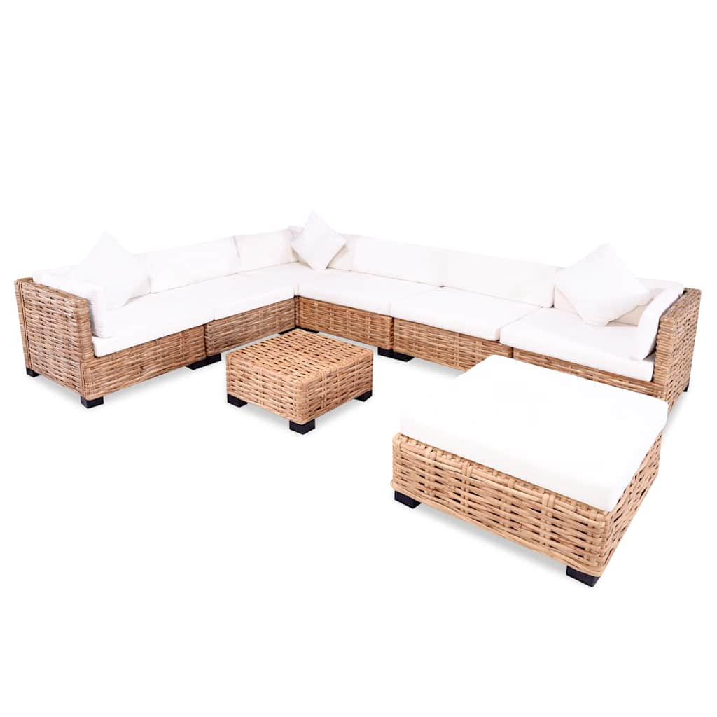 vidaXL Set mobilier cu canapea 27 piese, culoare naturală, ratan