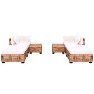 vidaXL Loungeset natuurlijk rattan 16-delig