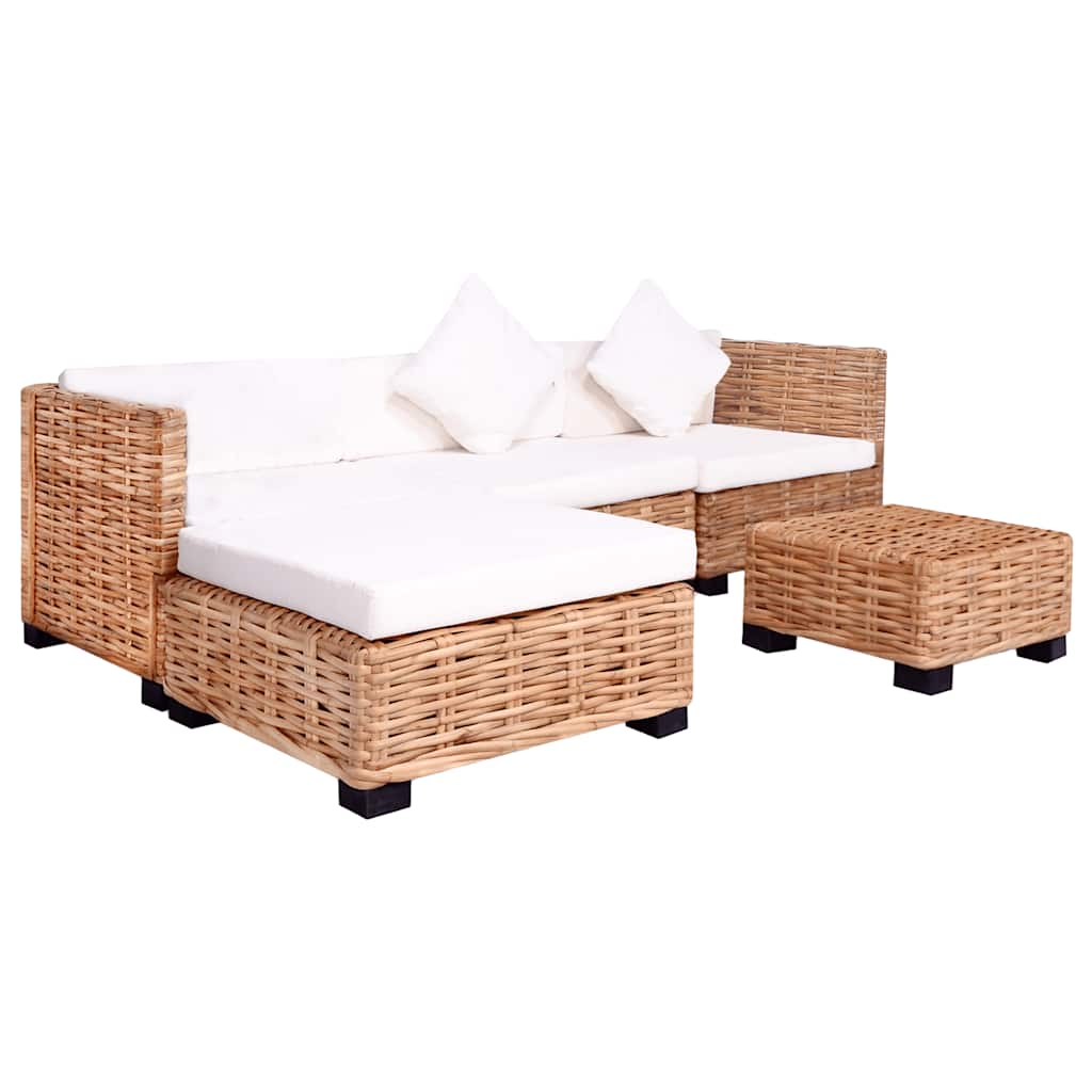 vidaXL Set mobilier cu canapea 14 piese, culoare naturală, ratan