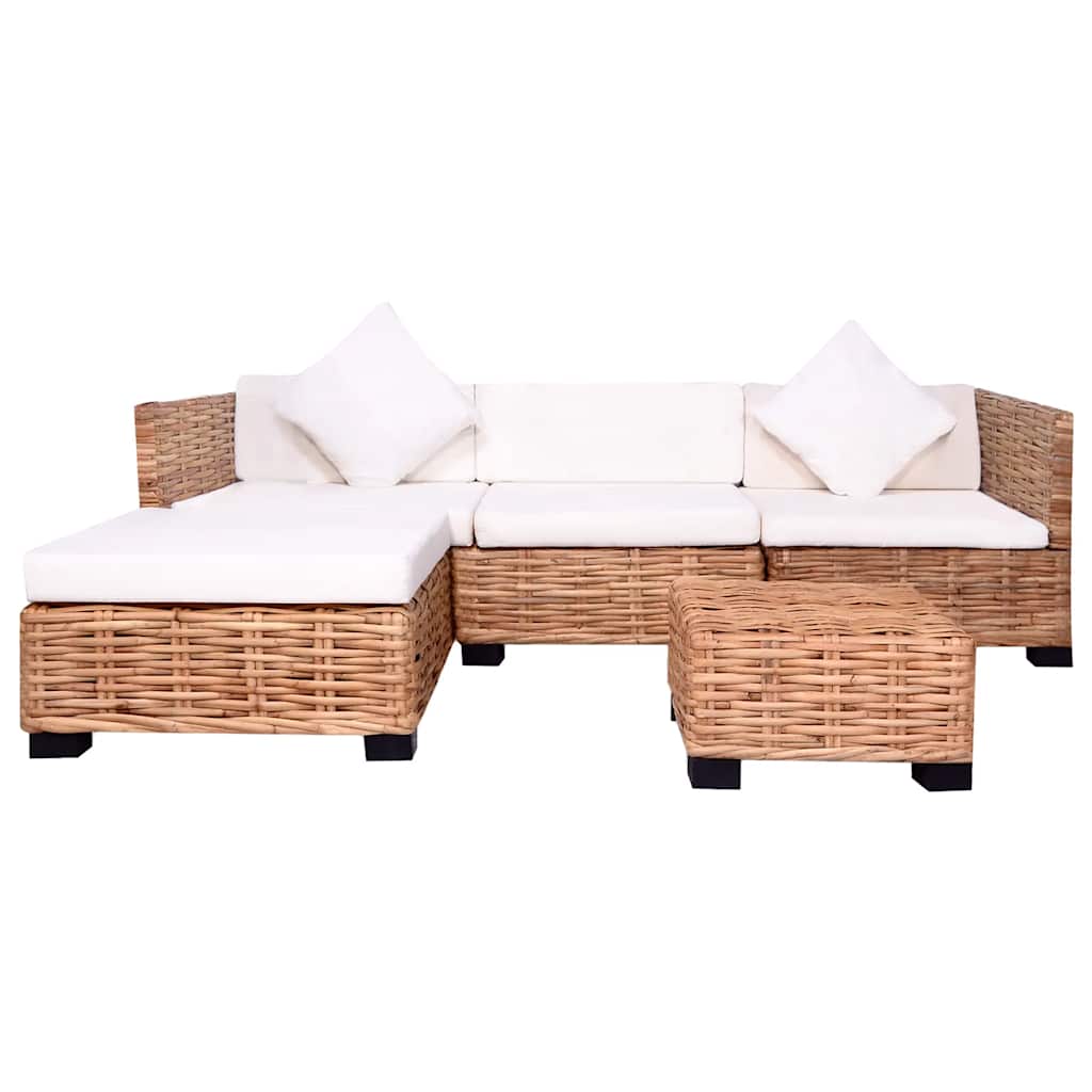 vidaXL Set mobilier cu canapea 14 piese, culoare naturală, ratan