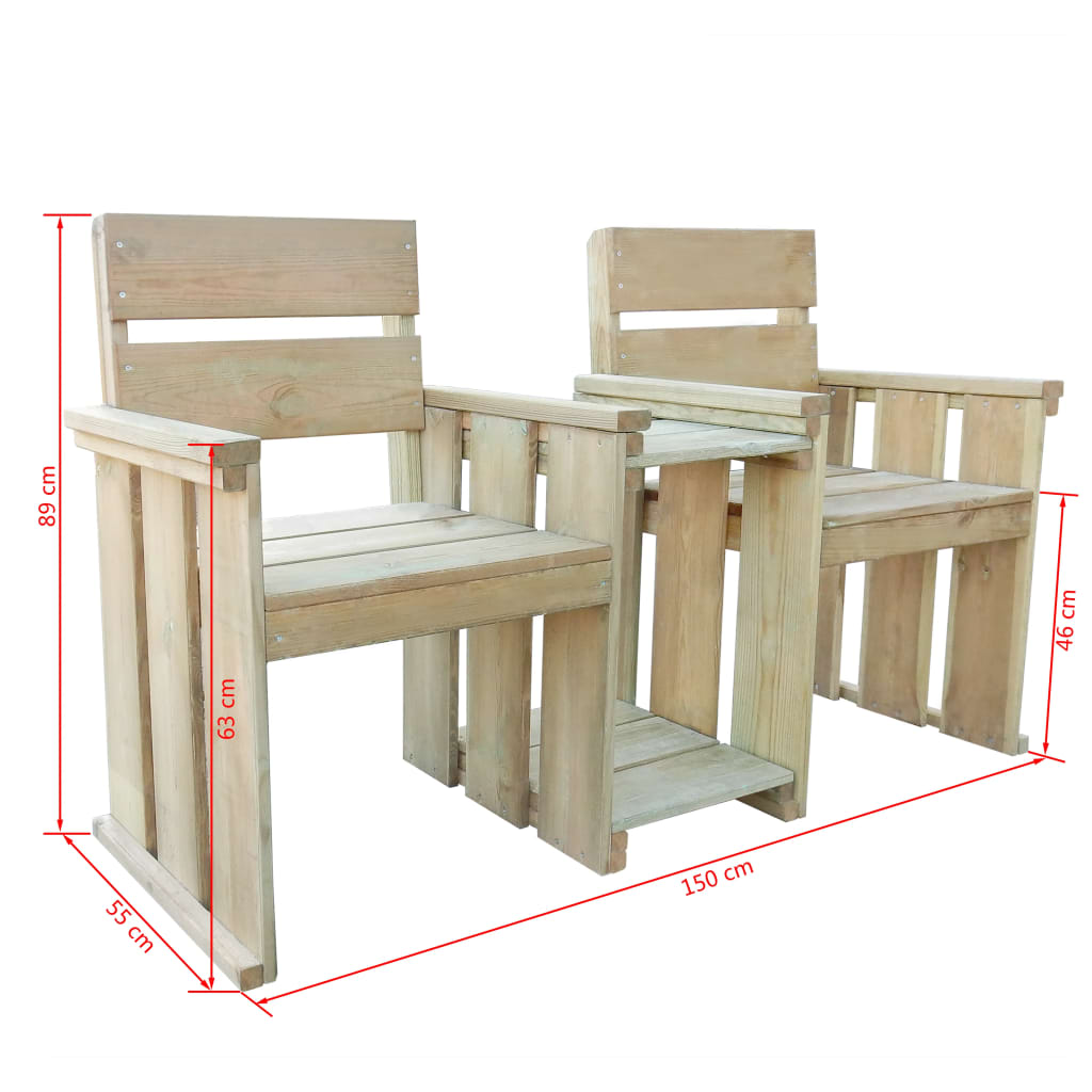 2místná zahradní lavice 150 cm impregnované borové dřevo