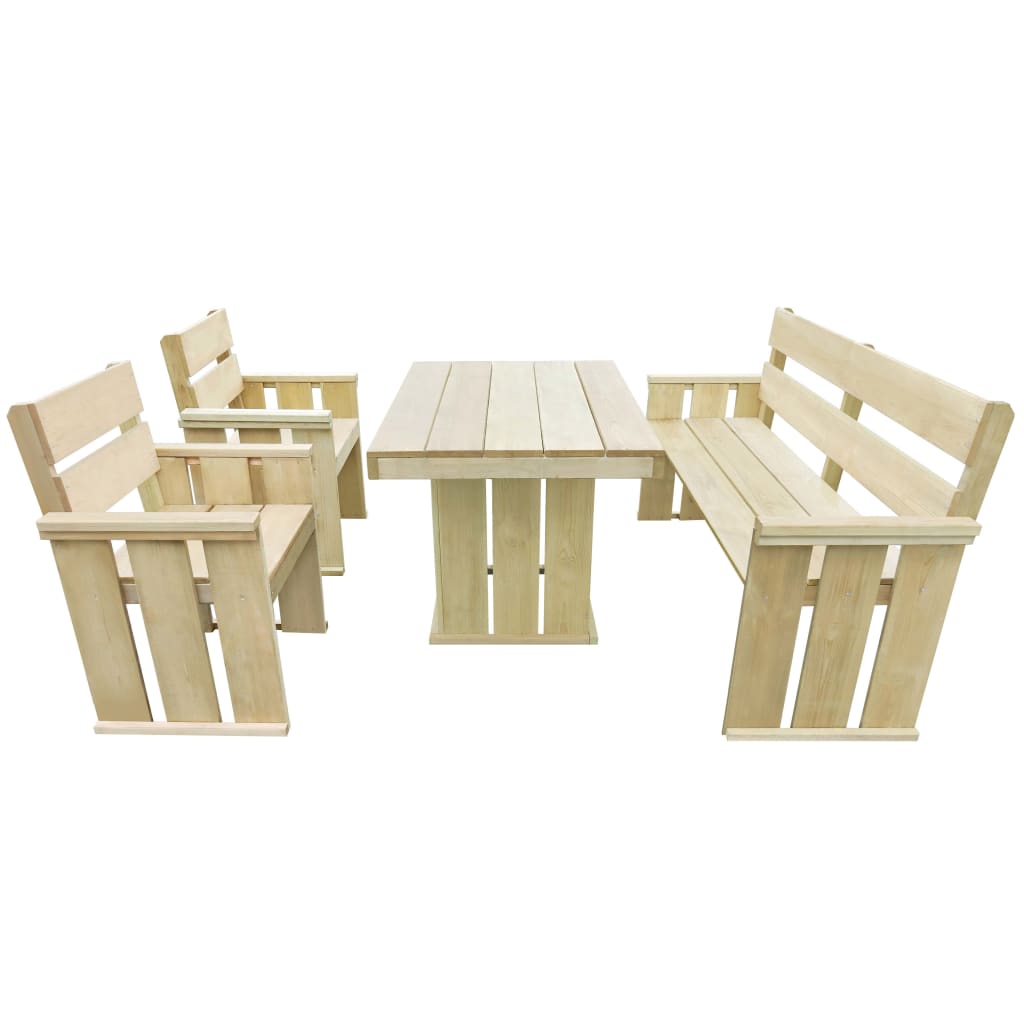 imagem de vidaXL 4 pcs conjunto de jantar para exterior pinho impregnado1