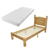 vidaXL Pat cu saltea, lemn de pin mexican gama Corona 90x200 cm