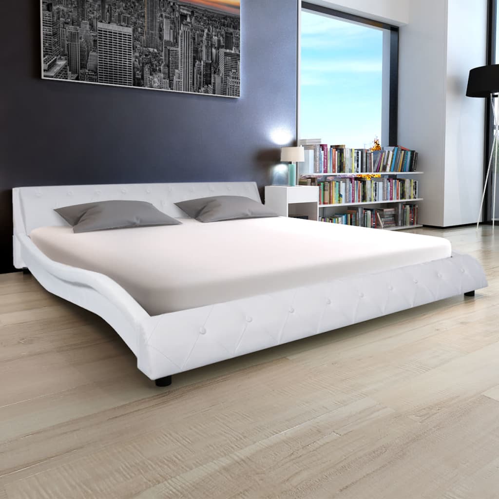 vidaXL Κρεβάτι Λευκό 180 x 200 εκ. Συνθετικό Δέρμα με Στρώμα