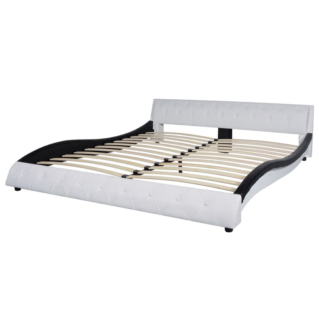 VidaXL - vidaXL Bed & traagschuim matras kunstleer 180 cm wit zwart