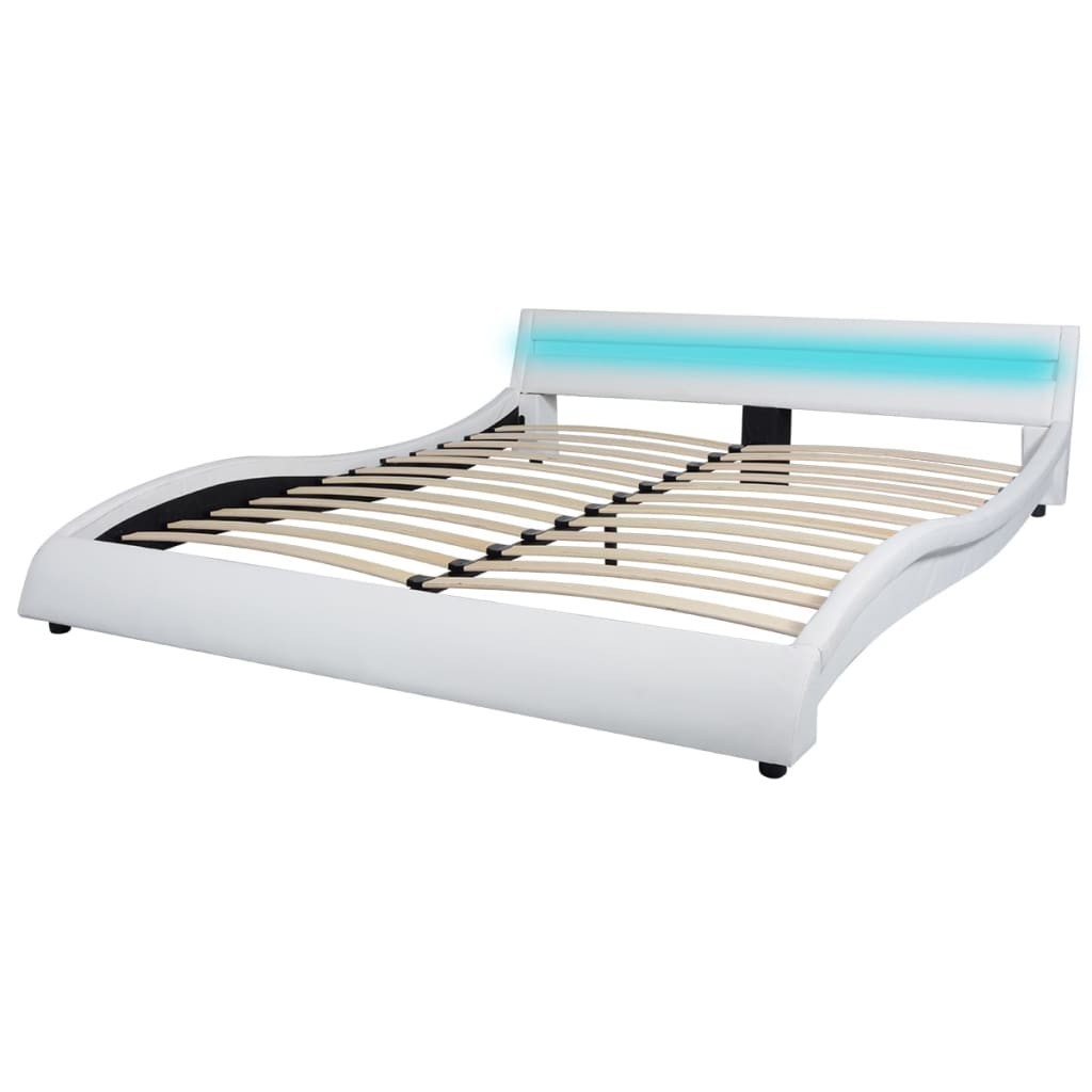 vidaXL Bed met LED en traagschuim matras kunstleer 180 cm wit