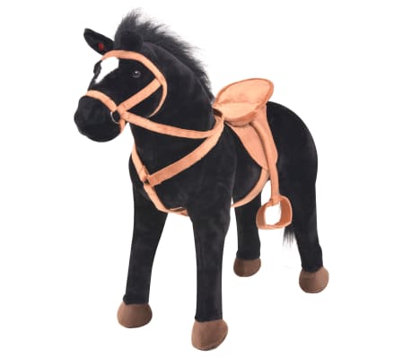 Standing Toy Horse Plush Black
