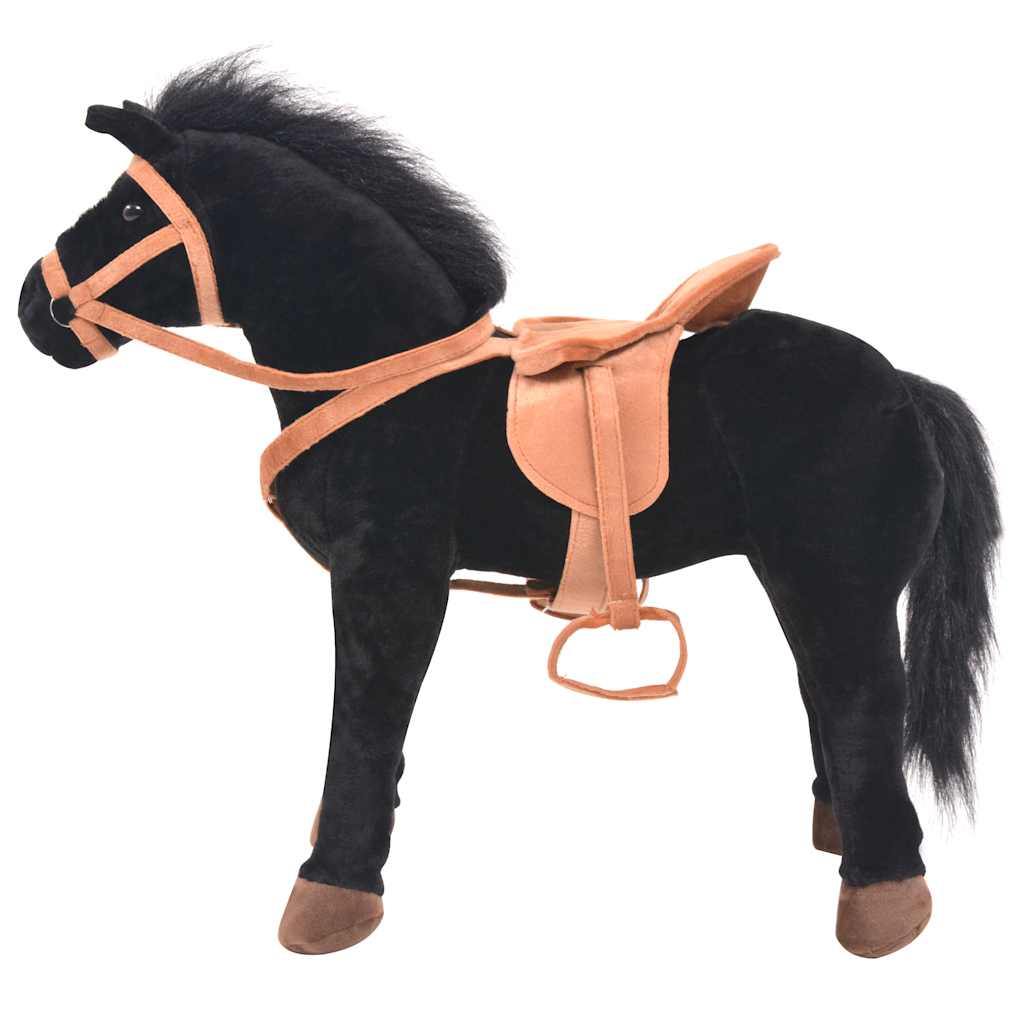 

vidaXL Staand knuffelpaard pluche zwart