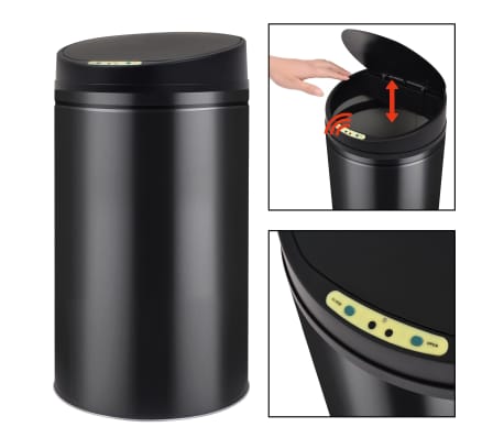 vidaXL Automatic Sensor Dustbin Garbage Bin 42 L Black