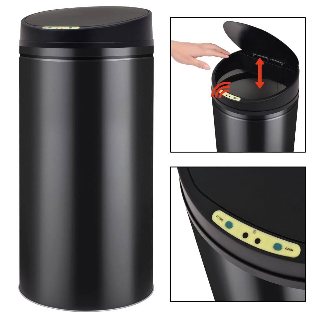 vidaXL Automatic Sensor Dustbin Garbage Bin 52 L Black