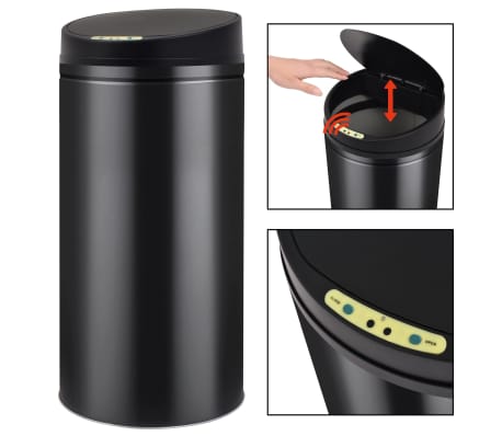 vidaXL Automatic Sensor Dustbin Garbage Bin 52 L Black