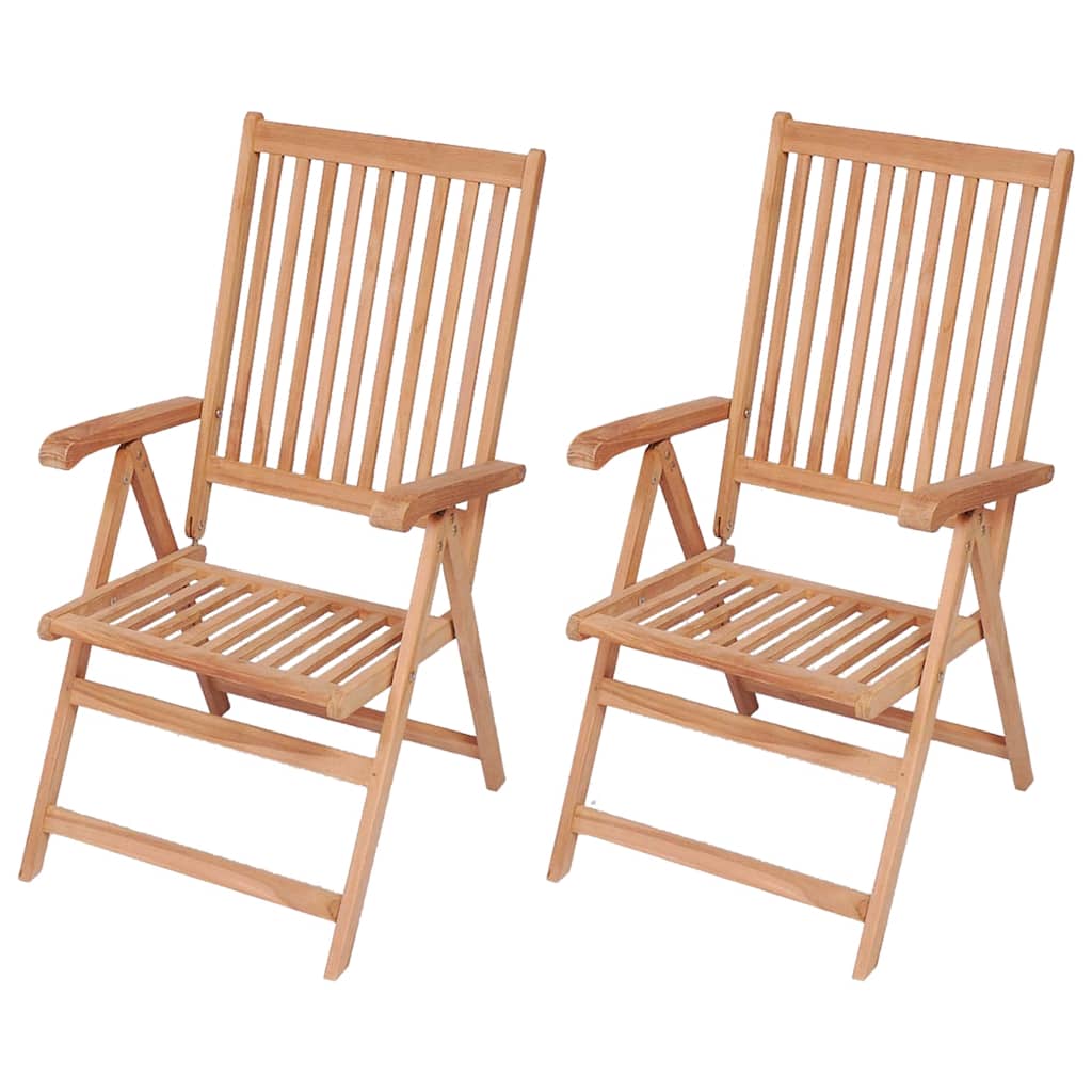 Chaises inclinables de jardin 2 pcs Bois de teck solide
