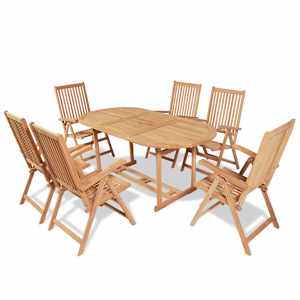 7dílný zahradní jídelní set skládací židle masivní teak - obrázek 1