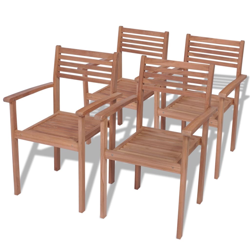 Image of vidaXL Stackable Garden Chairs 4 pcs Solid Teak Wood