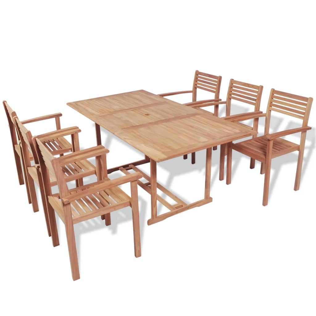 Mobilier à dîner d'extérieur 7 pcs Bois de teck solide