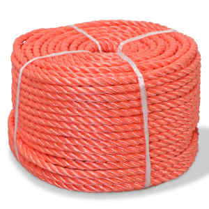 vidaXL punutud paadik&ouml;is pol&uuml;rpop&uuml;leenist 10 mm, 100 m, oranž