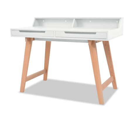 Vidaxl Writing Desk Mdf Beechwood 110x60x85 Cm White Home Office This Writing Desk In The Popular Scandinavian Style Will Make A Great Addition To Any Room