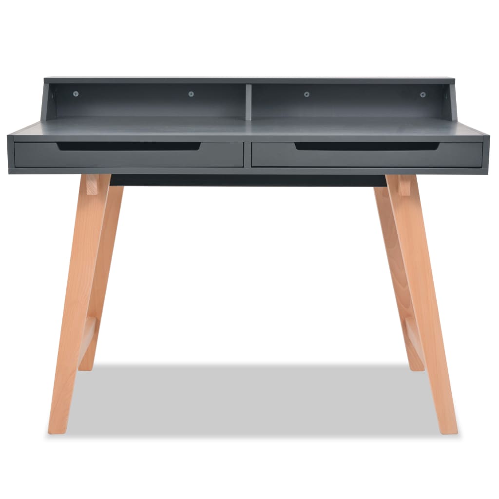 vidaXL skrivebord MDF bøgetræ 110 x 60 x 85 cm grå