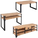 vidaXL Three Piece Living Room Furniture Set Solid Acacia Wood