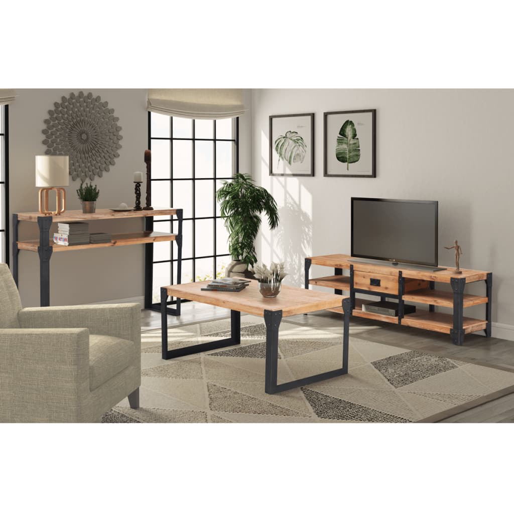 vidaXL Set mobilier de sufragerie, 3 piese, lemn masiv de acacia vidaXL