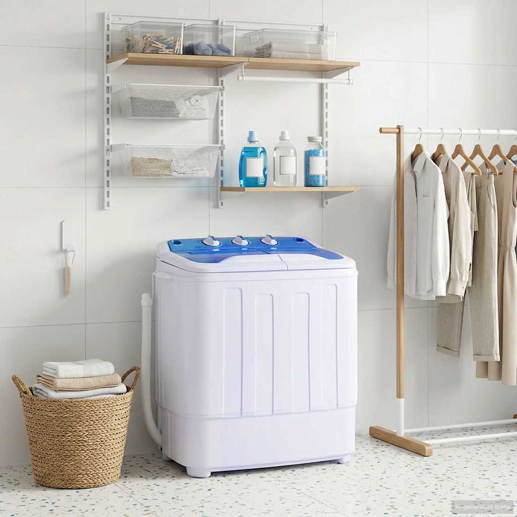 vidaXL Minipesukone Kaksi rumpua 5,6 kg