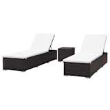 vidaXL Ligbed met tafel poly rattan bruin 2 st