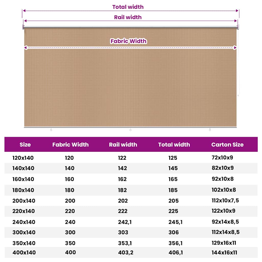Zunanja rolo senčila 355 (Š) x 140 (V) cm bež