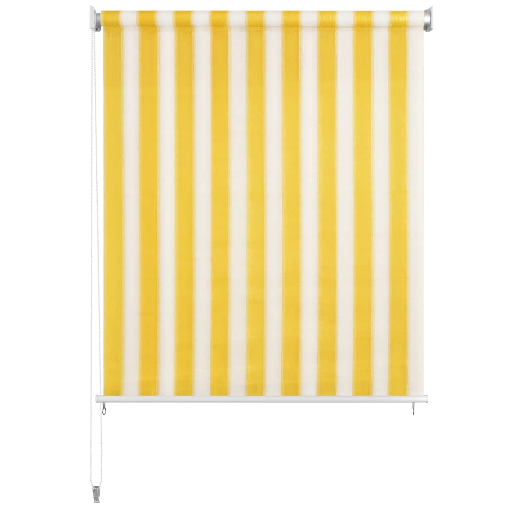 

vidaXL Rolgordijn voor buiten 100x140 cm geel en wit gestreept