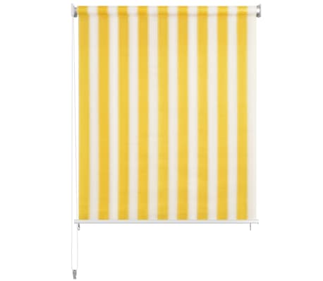 vidaXL Estore de rolo para exterior 180x140 cm riscas amarelo/branco