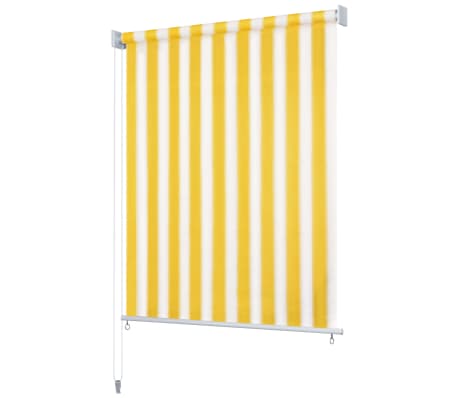 vidaXL Estore de rolo para exterior 220x140 cm riscas amarelo/branco vidaXL Estore de rolo para exterior 220x140 cm riscas amarelo/branco