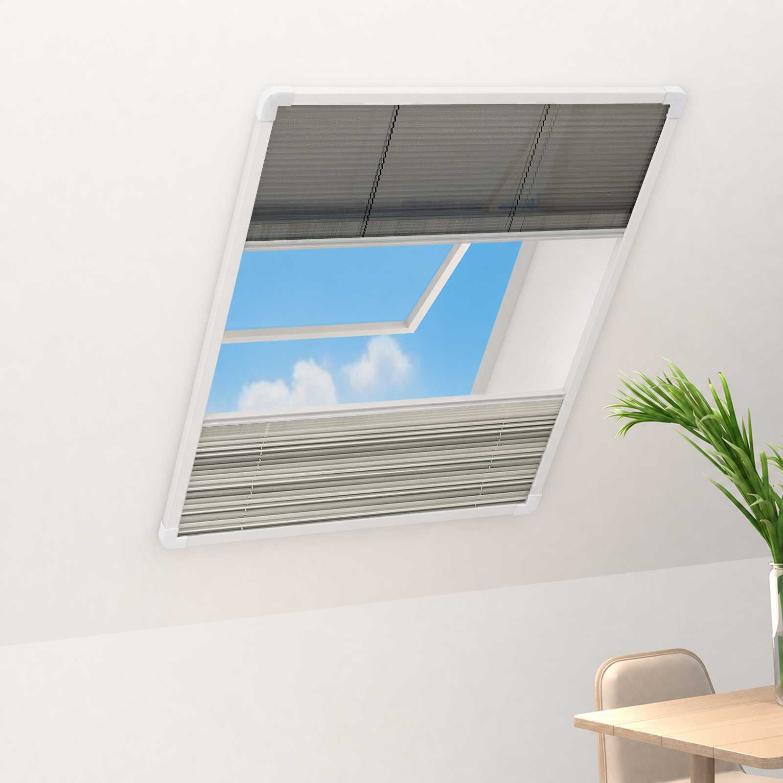 vidaXL Plisovaná okenná sieťka proti hmyzu s hliníkovým rámom a roletou, 60 x 80 cm