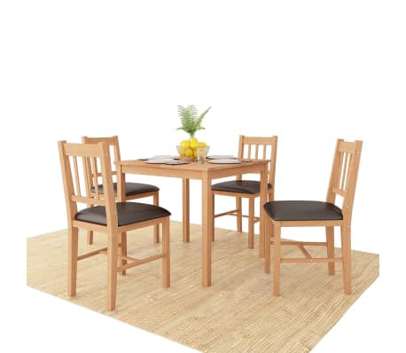 Vidaxl Solid Oak Dining Room Set 3 5 Pieces Kitchen Furniture Table And Chairs Ebay