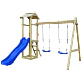 vidaXL Maison de jeu et toboggan échelle balançoires 242x237x218cm Pin