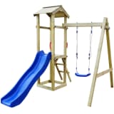 vidaXL Maison de jeu et toboggan échelle balançoire 237x168x218 cm Pin