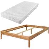 vidaXL Cama de casal com colchão 140x200 cm carvalho maciço