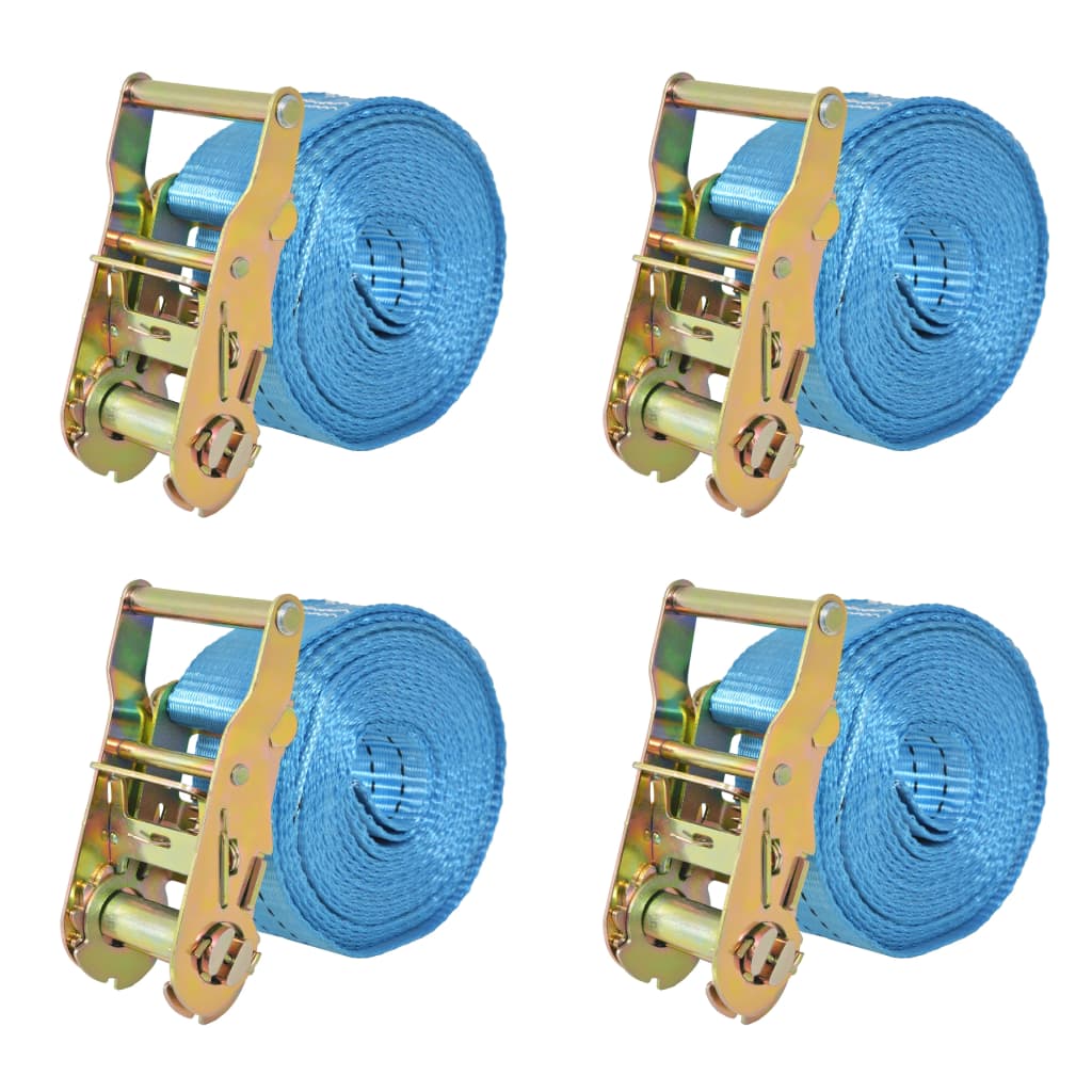 vidaXL Chingi fixare cu clichet, 4 buc, albastru, 2 tone, 6 m x 38 mm
