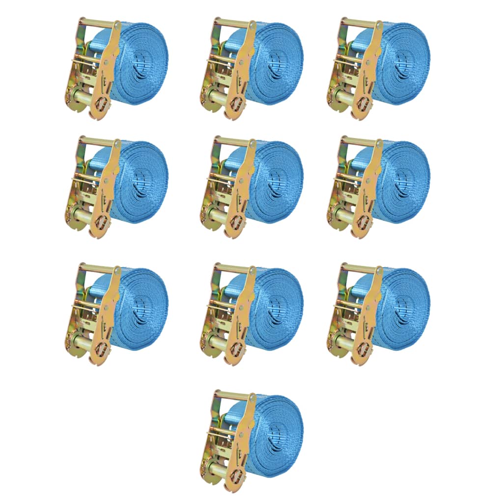 vidaXL Chingi fixare cu clichet, 10 buc, 2 tone, 6 m x 38 mm, albastru