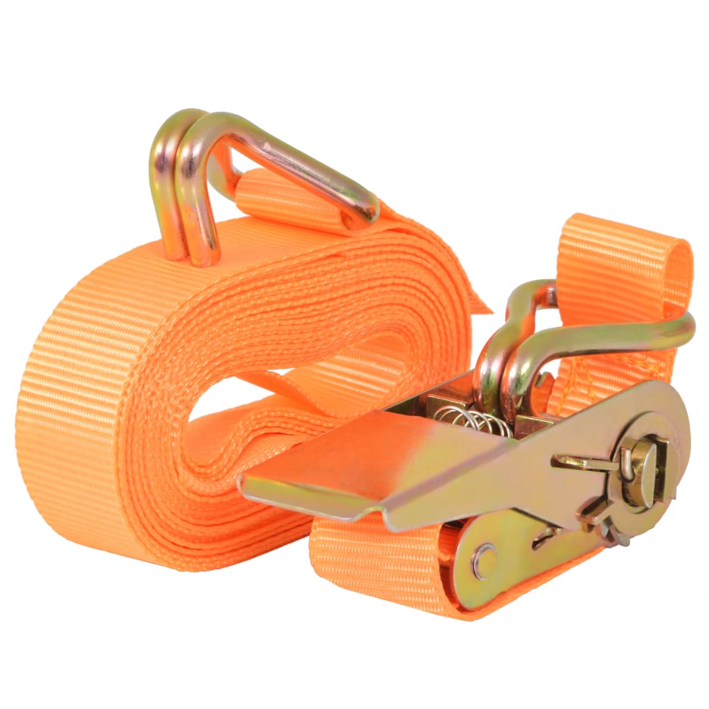 vidaXL Ratchet Tie Down Straps 10pcs 0.4 Tonnes 6mx25mm Orange