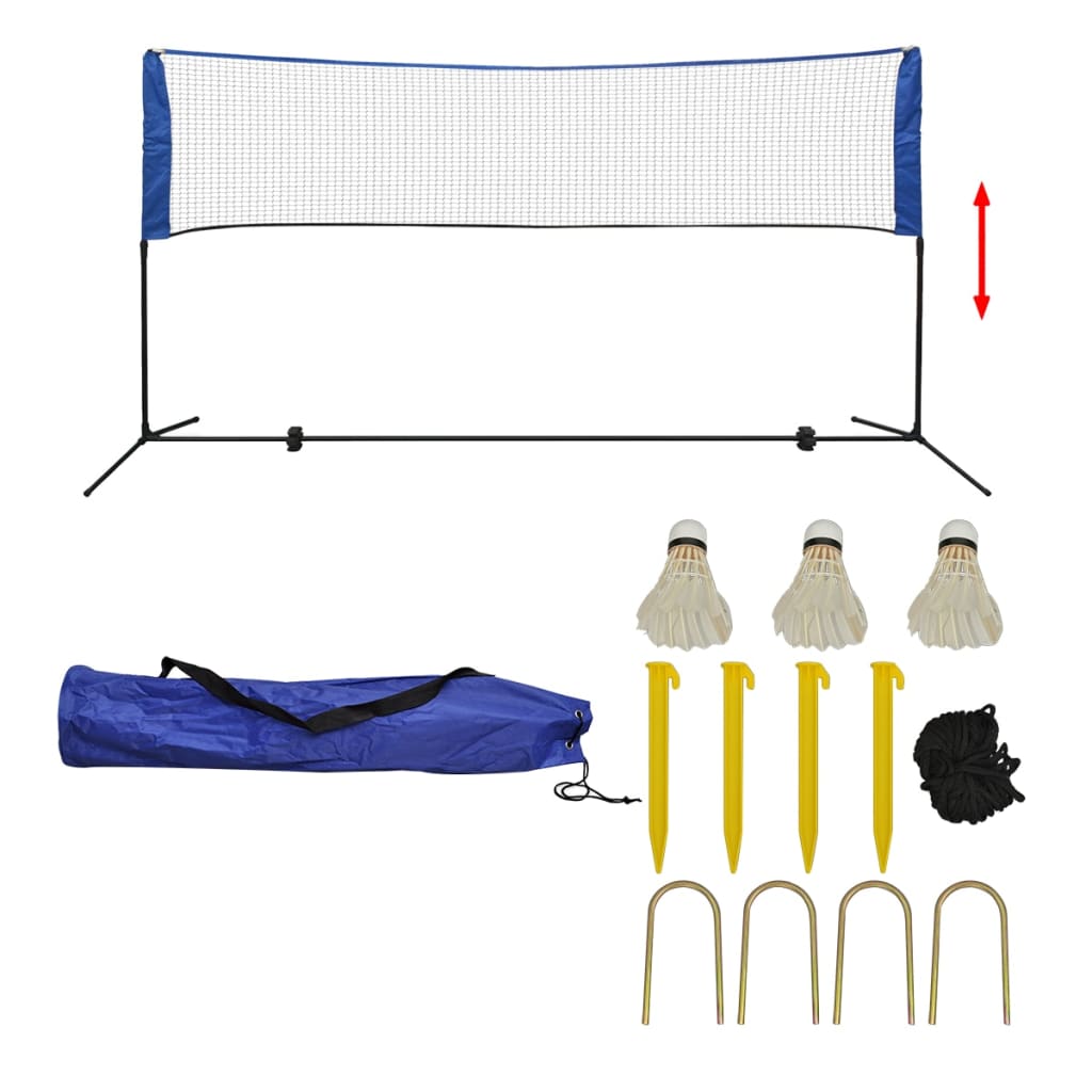 vidaXL badmintonsæt med net og fjerbolde 300 x 155 cm