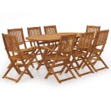 vidaXL Outdoor Dining Set 9 Pieces Solid Acacia Wood
